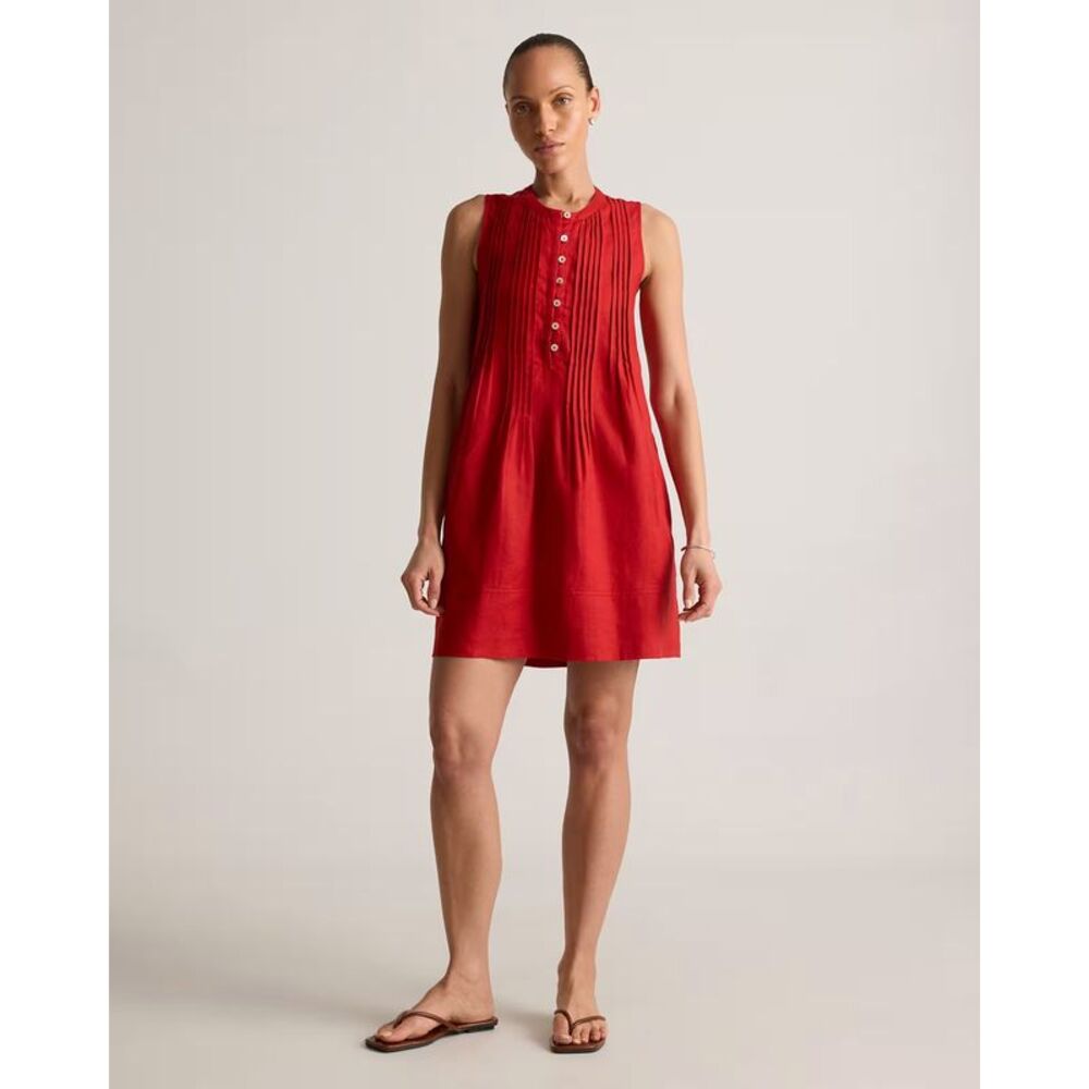 GUC Quince Womens 100% European Linen Sleeveless Swing Dress Chile Basic Sleeved